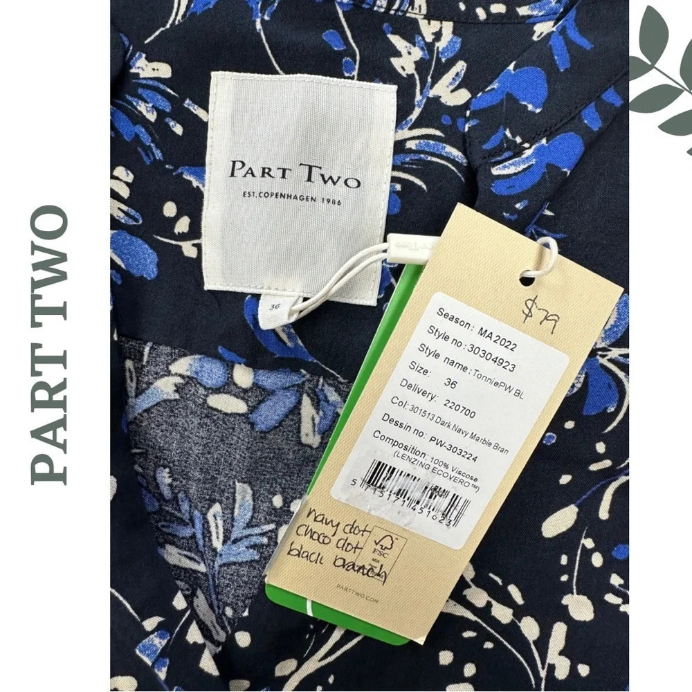 Part Two Milean Blouse Blue Black
Long Sleeve Print Size 10 - Picture 9 of 10
